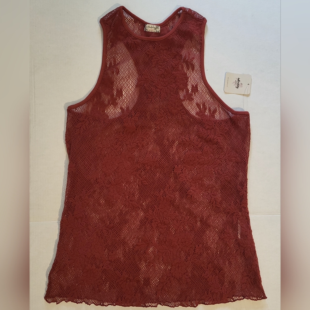 Elegant Lace Sleeveless Top - Red